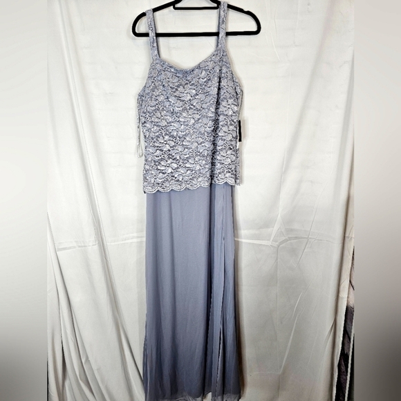 Marina size 12 silver sparkle metallic sleeveless maxi evening gown NWT - Picture 1 of 8